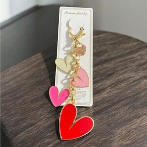 Gold Enamel Heart Keychain & Bag Charm
